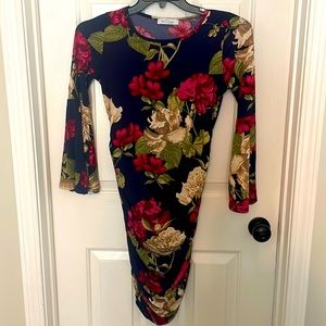 Blue Maternity Dress with Flowers on it. Size small.